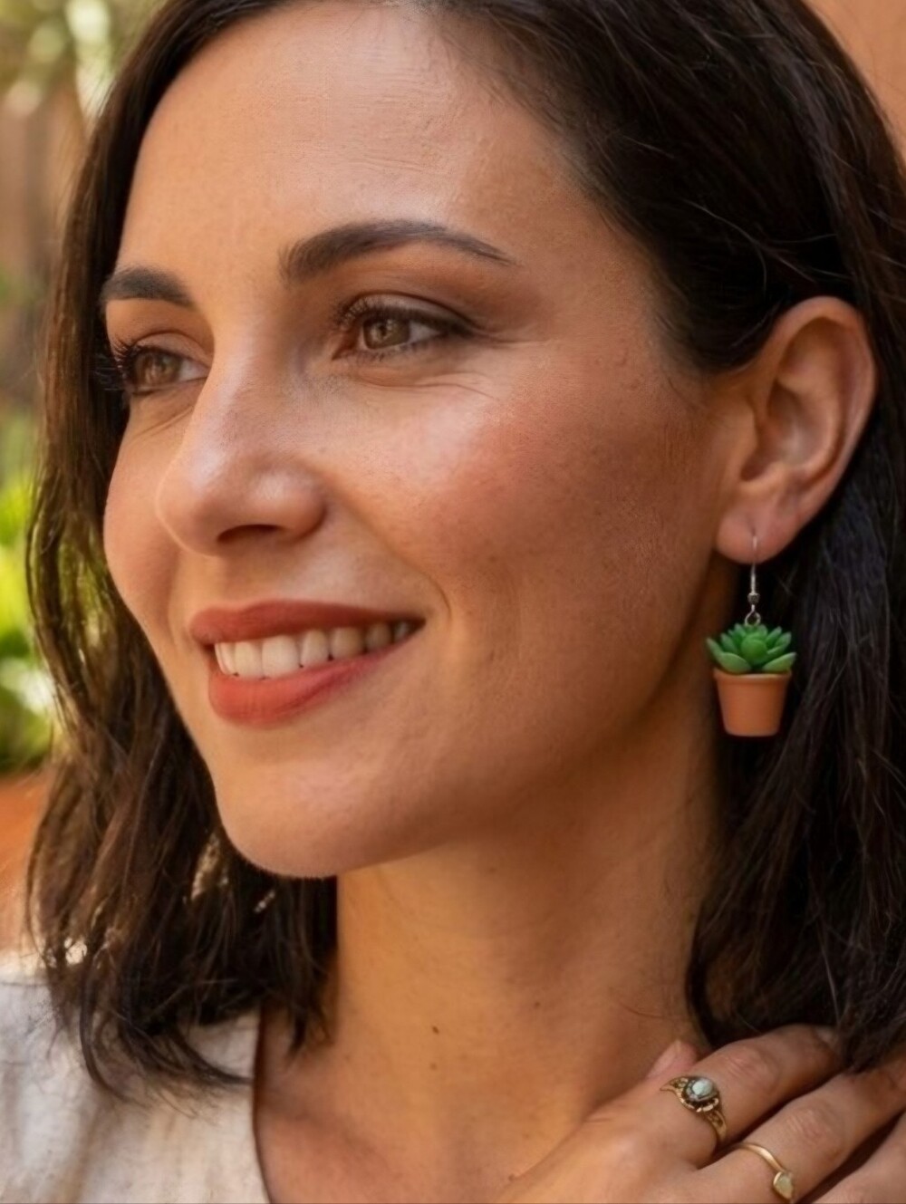 Green Succulent Plant Design‎ Dangle Earrings Cute Elegant Style Resin Jewelry